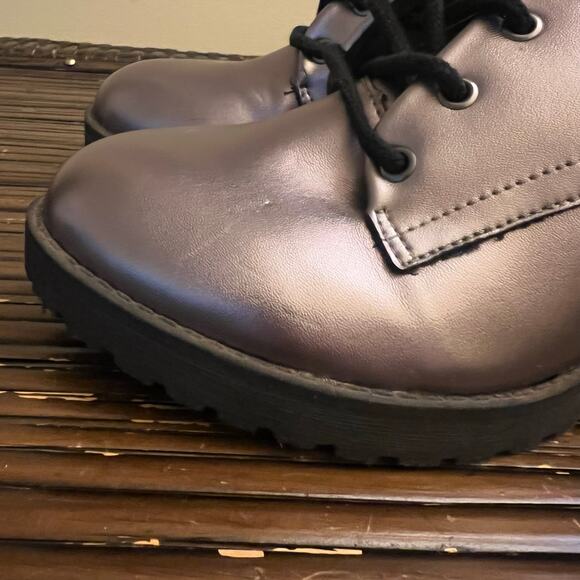 Y2K Fabiola Pezzi Womens Silver Metallic Oxford Lace Up Shoes Chunky Heel Size 9 - Picture 4 of 10